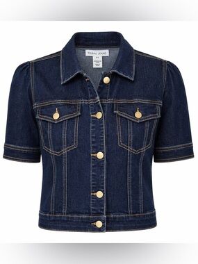 NWT Tribal Jeans Short Sleeve Denim Jacket Small Stormy Blue